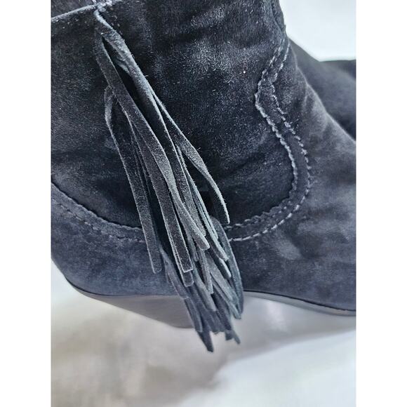 Sam Edelman Womens Louie Sz 7.5 Black Suede Fringe BOHO Festival Ankle Boots - Picture 6 of 15